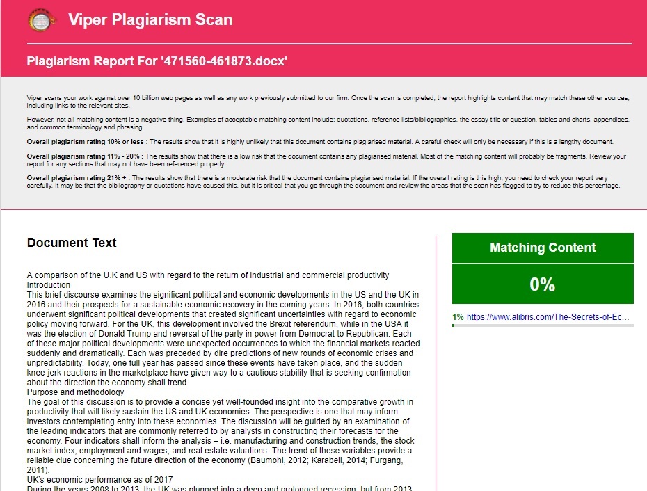 Example Plagiarism Report | Research Prospect
