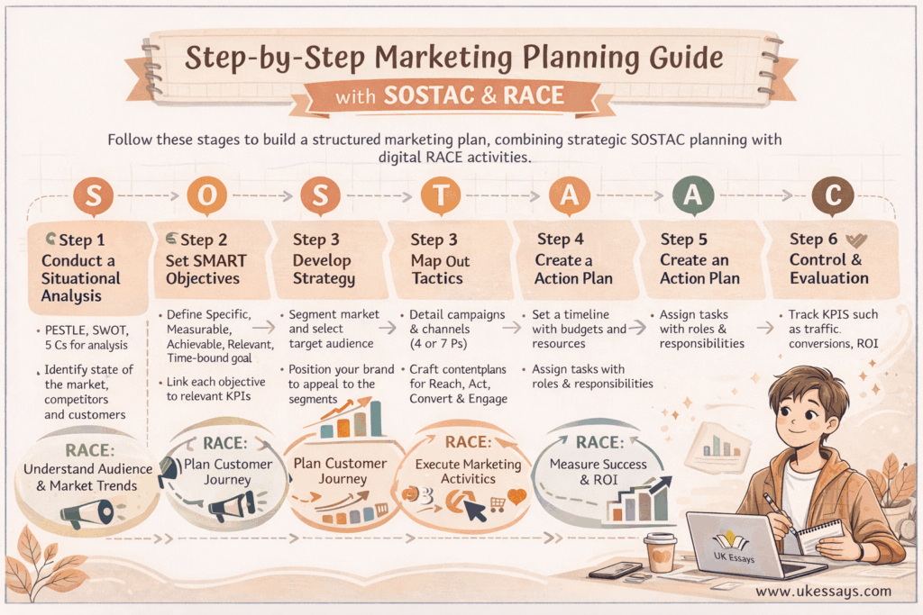 Step-by-step marketing planning guide infographic