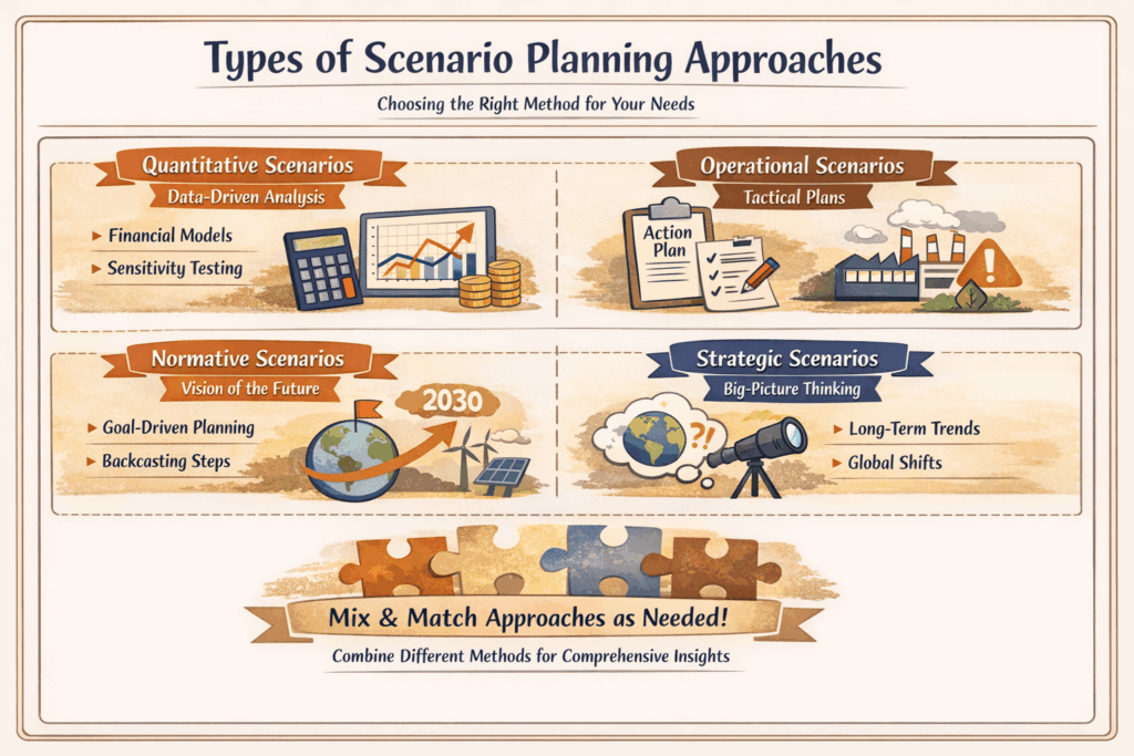 Types of scenario planning approaches infographic